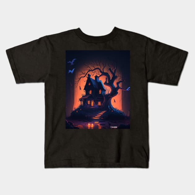 Haunted House on the Hill Kids T-Shirt by Horror Shop